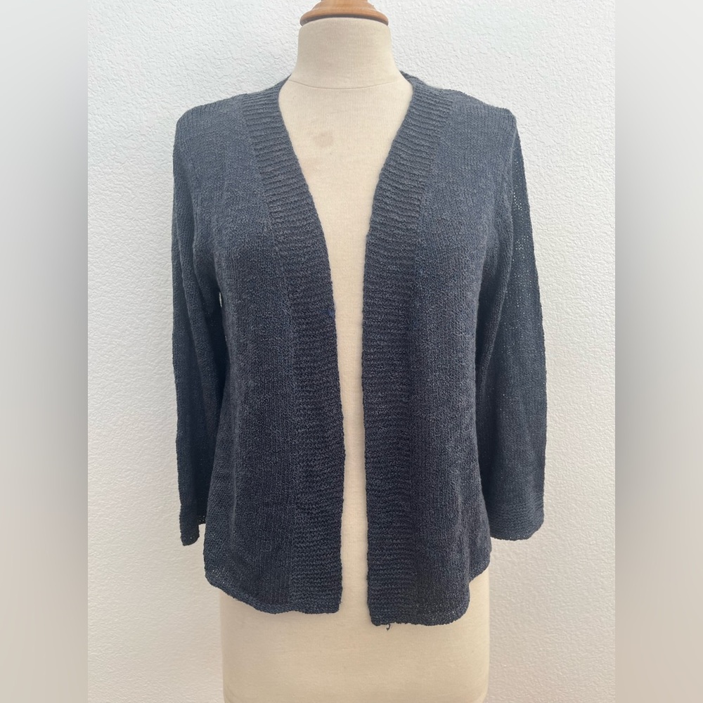 Alexandra + Oak‎ Dark Gray/Blue Open Front Cardigan Sweater.